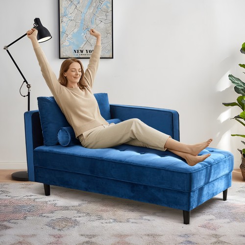 Mid century velvet chaise - 64",