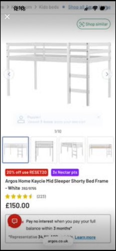 Kaycie mid sleeper shorty bed - sleeper,