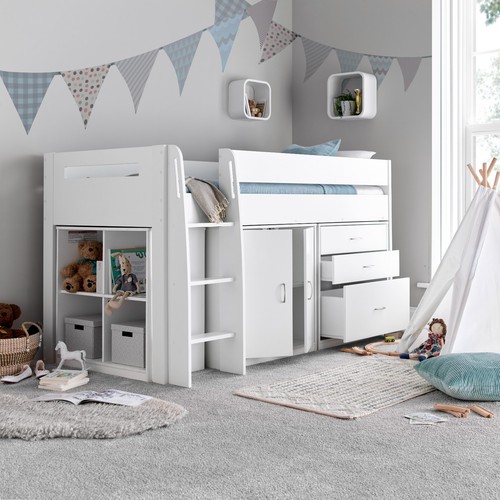 Lacy white storage mid sleeper - white,